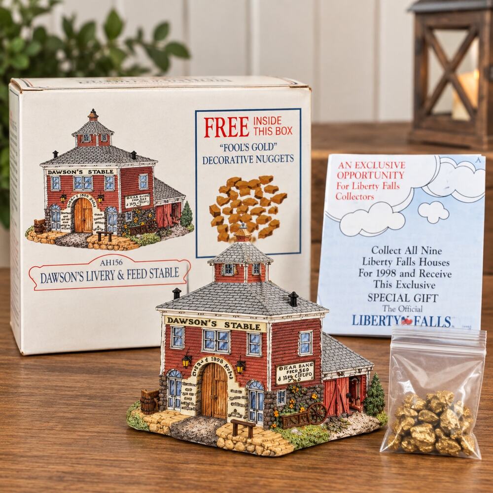 Liberty Falls Dawson's Livery & Feed Stable AH156 1998 Miniature Village Box